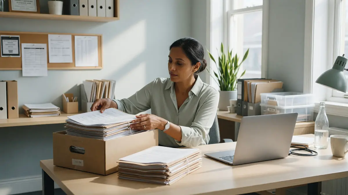 Calm workspace preparing an account deletion checklist